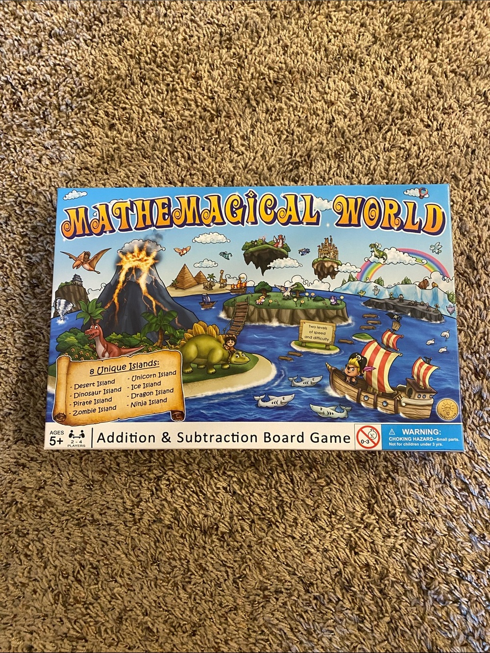 Mathemagical World Addition & Subtraction Board Game - Colorful Illustrated Box